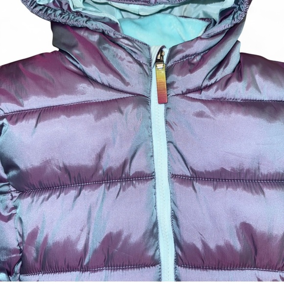 Girls large Metallic/Holographic Purple Puffer Jacket - Picture 3 of 4